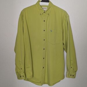 VTG Eddie Bauer Long Sleeve Button Down Twill Shirt Pistachio Men's M 90's Y2K‎